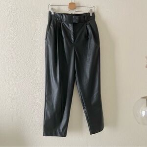 H&M faux leather straight wide leg pants high rise black Women’s size 6 petite